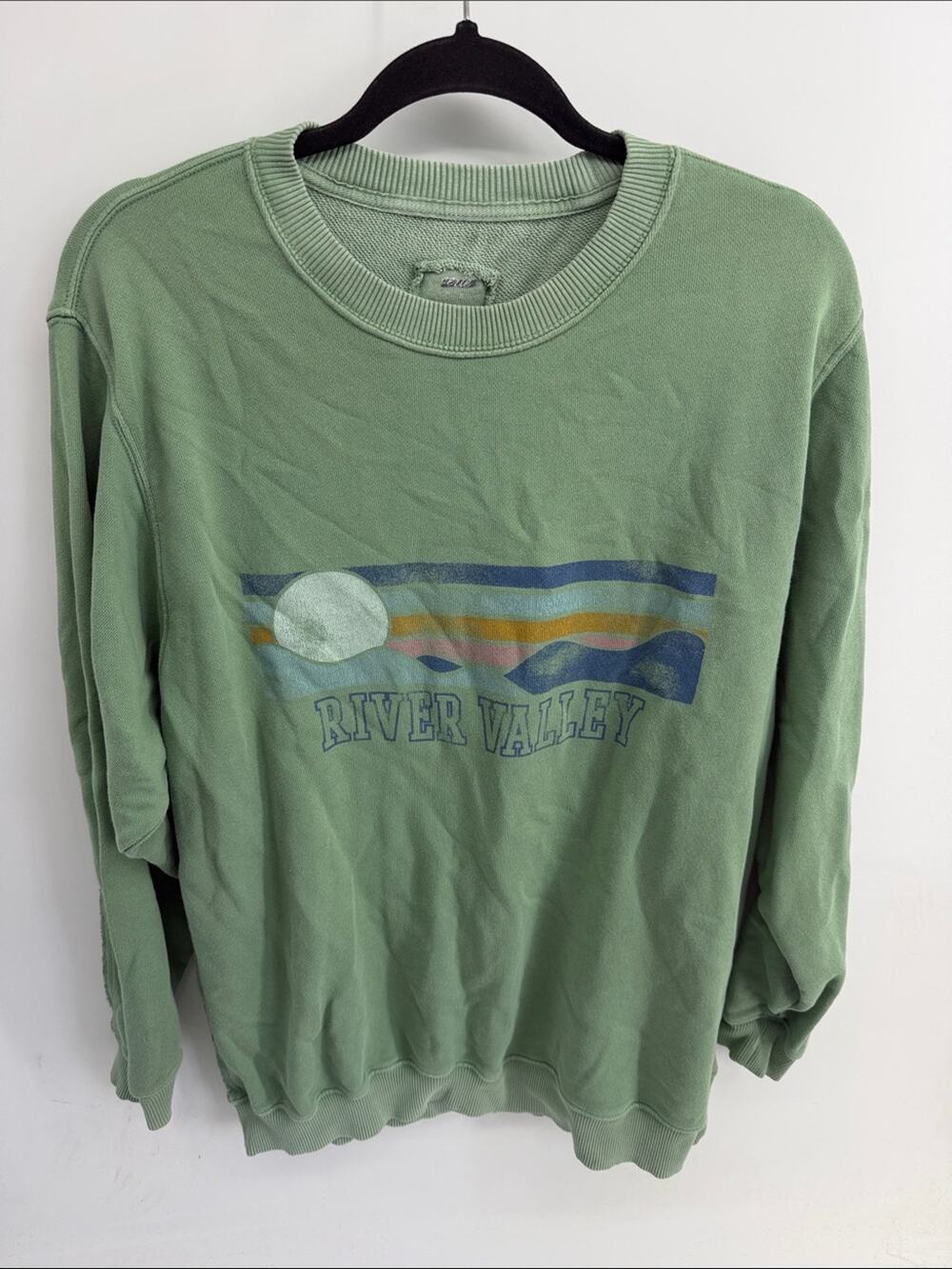 Aerie River Vally graphic crewneck long line oversized lounge sweatshirt sz S